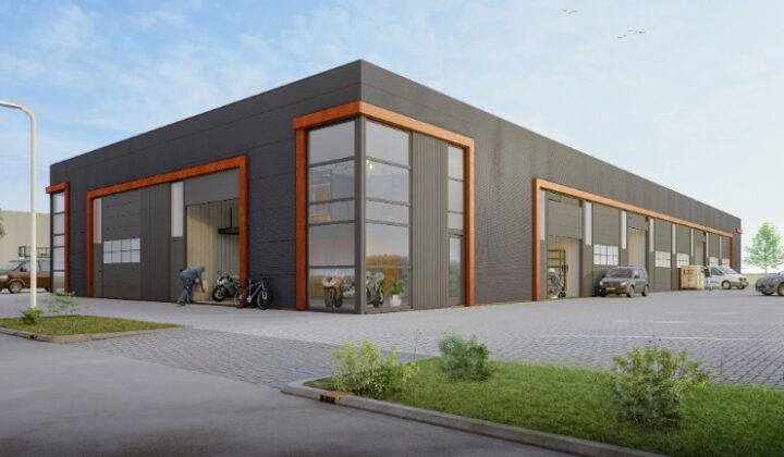 een bedrijfsgebouw op bedrijventerrein Betterwird in Dokkum, onderdeel van de Núna Energy-case over lokale energieopwek en netcongestie.